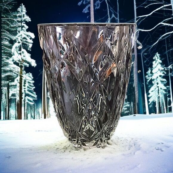 Cristal D'Arques Crystal Vase Diamond Pattern Luminarc France ICY Elegant MCM. - Picture 1 of 16